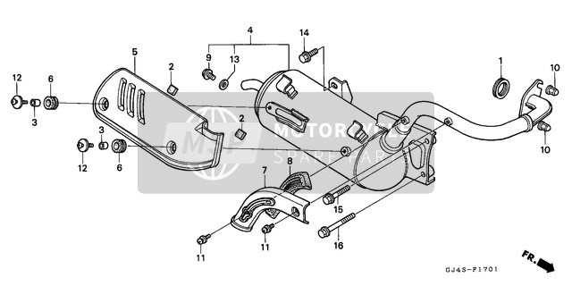 Honda SH75D 1995 Silencieux d'échappement (SH75P/S/DP/DS) pour un 1995 Honda SH75D